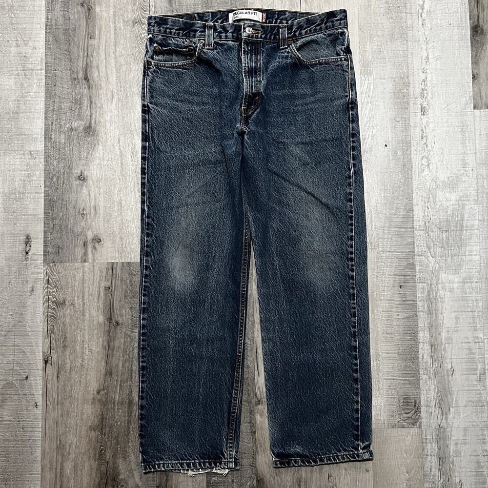 VTG Levis 505 Regular Fit Zipper Fly Faded Y2K Blue Jeans 36 Dark Denim Skater
